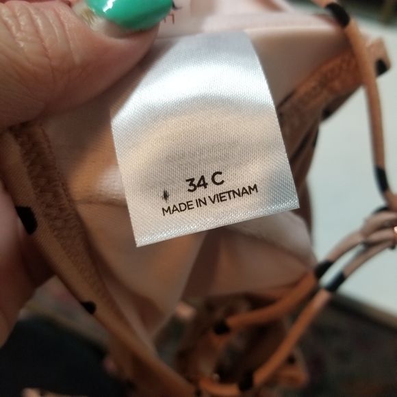 NWOT 2 piece pink and black polka dot bikini - Picture 3 of 8